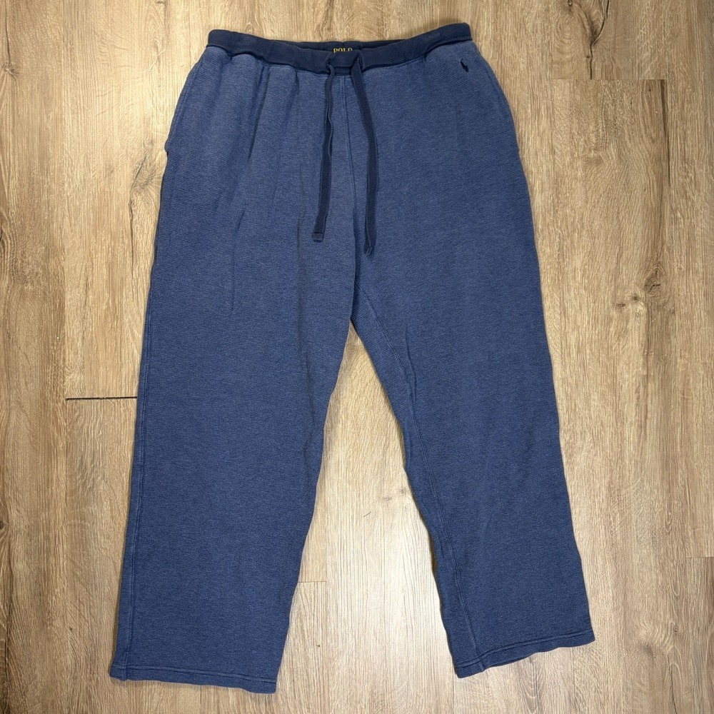 Polo Ralph Lauren Thermal Waffle Knit Pajama Pants Mens Large Blue‎